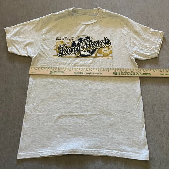 Long Beach California T Shirt Adult Size Small Gray Palm Trees Logo Golden State - Picture 4 of 5